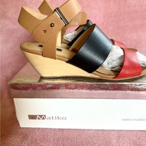 Matiko red, black, tan sandals Size 6.5